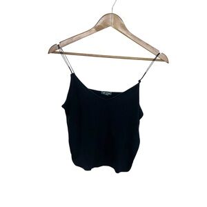 Wild Fable Tank Top L Black Camisole Corded Double Strap Basic Go See V Neck